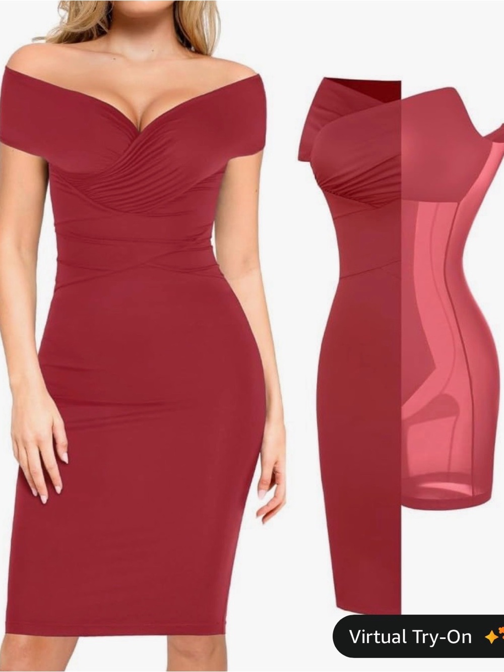 Popilush women’s shapewear midi dress off shoulder